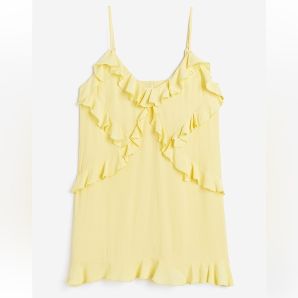 H&M Yellow Flounce Detail Ruffle Mini Dress - Picture 6 of 7